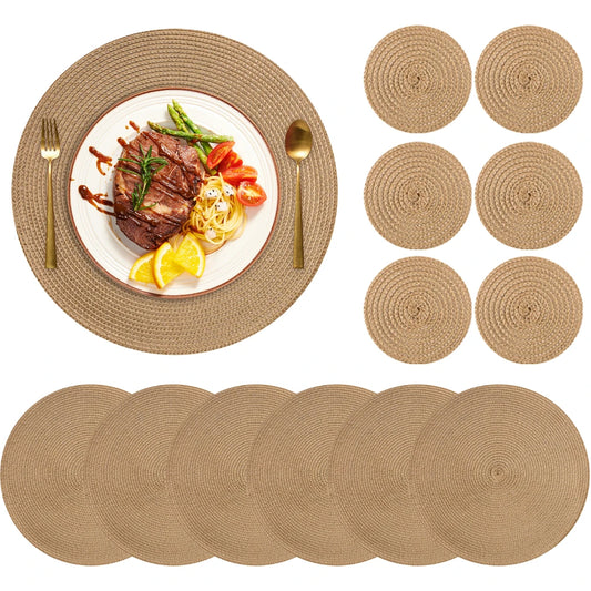 Lot de 6 Sets de Table Tissés - doré - Élégance Chic Table Moderne