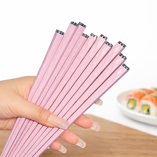 Lot de 5 Baguettes chinoises - Rose et argent - Élégance Chic